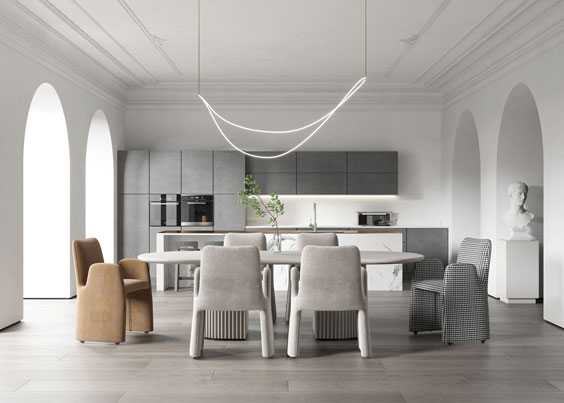 花園別墅開(kāi)放式廚房設(shè)計(jì)效果圖