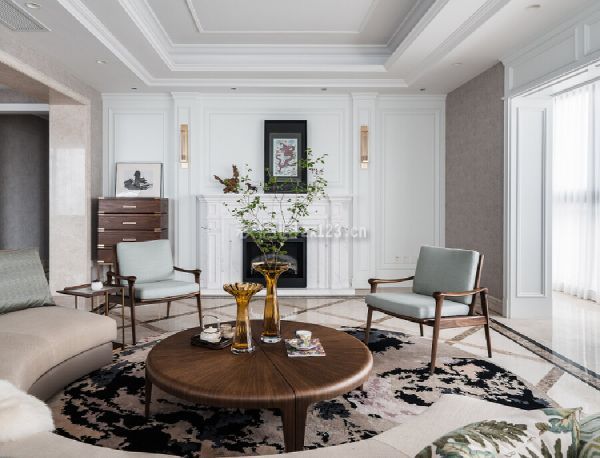 300平米簡歐風格別墅客廳裝修效果圖